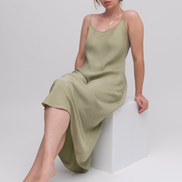 J. Crew Dresses & Skirts - J. CREW Gwyneth Cupro Midi Slip Dress in Green